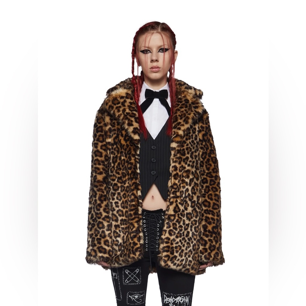 Dolls Kill Current Mood Faux Leopard Cheetah Print Jacket